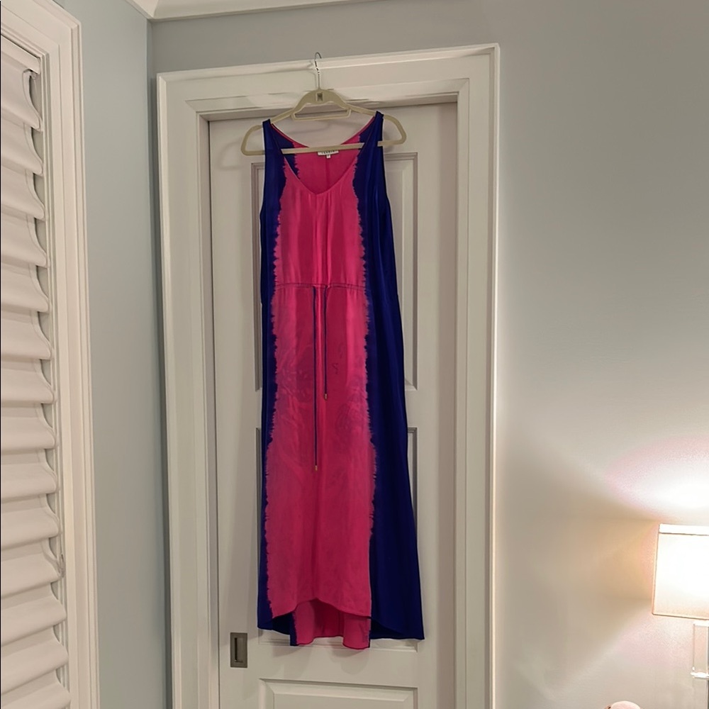SANDRO Pink and Blue Sleeveless Maxi Dress